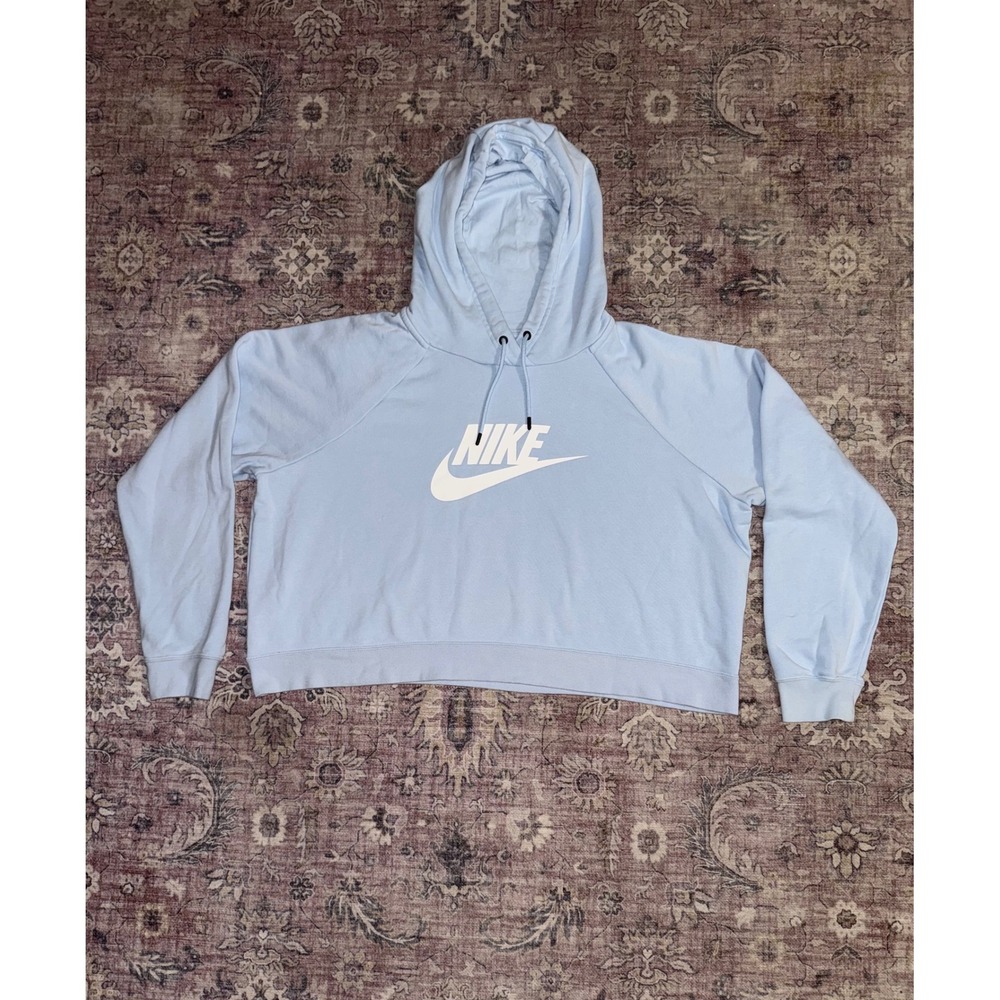 Nike Sportswear Essential Women Cropped Hoodie Baby Blue 2XL CJ6327-433